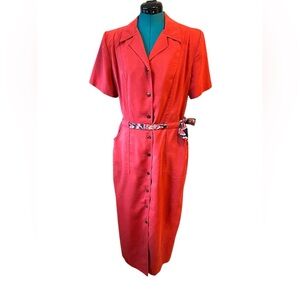 Vintage Melissa Harper Dress Womens 14 Rust Classic Preppy Work Button Front